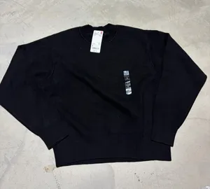 Uniqlo NWT smooth cotton blend long sleeve Black Crewneck Sweater SMALL MSRP$50 thumbnail 1