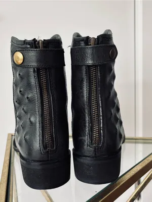 Naughty Monkey Black leather Rustic Cowboy Ankle boots women's 10 thumbnail 8