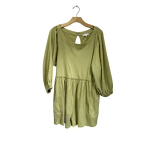 Aemi + Co Olive Green Frill Long‎ Sleeve Romper Relaxed Fit Pockets Size S thumbnail 4