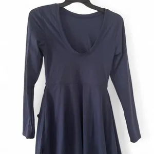 Navy Blue Long Sleeve Tie Front Romper Dress Skort thumbnail 3