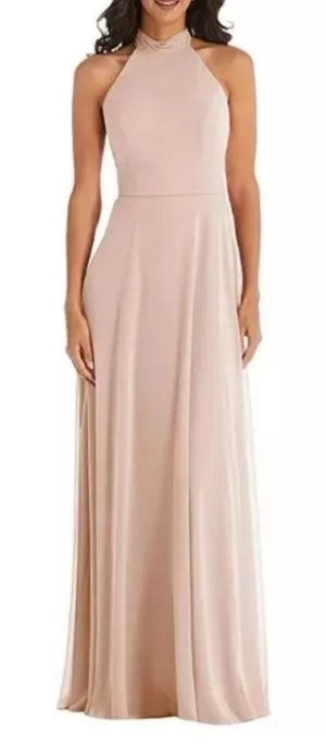After Six High Neck Halter Backless Maxi Dress Cameo 1545 Size 10R‎ NWT Glam thumbnail 1