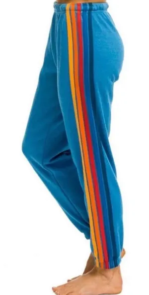 Aviator Nation Classic 5-Stripe Sweatpants – Teal / Rainbow (Size Medium) thumbnail 1