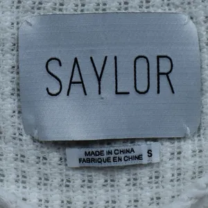Saylor White Knit Boat Neck Sweater V-Panel Eyelet Fringe Detail Small thumbnail 7