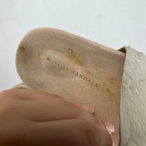 Loeffler Randall Women's‎ Size 9 Beige Tan Leather Fur Slides Sandals Cork Sole thumbnail 3
