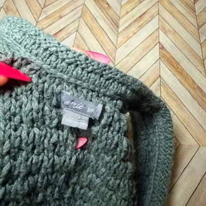 Aerie Chunky Open Knit Crochet Tank Top‎ Green Scoop Neck Small Folklore Indie thumbnail 3
