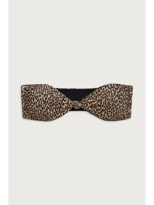 Frankies Bikinis Crescent Bandeau Bikini Top in Baby Leopard Small Womens Swim thumbnail 8