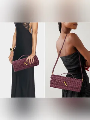 Wine Woven Evening Clutch Crossbody Bag thumbnail 3