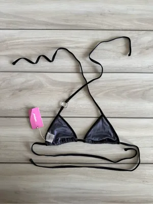 Edikted Kenni Ring Contrast Triangle Bikini Top Grey XS NWT thumbnail 7
