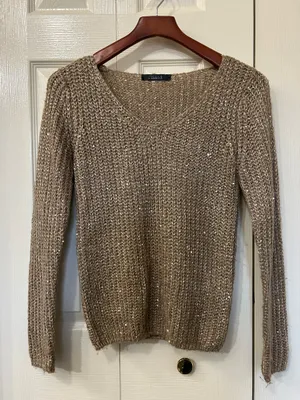 Tan sequin sweater Gold thumbnail 1