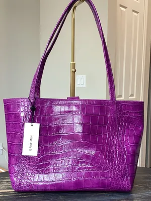 Brahmin Mona Purple Alba Leather Tote thumbnail 3