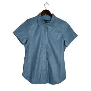 J.Crew Slim Fit ShortSleeve Faux Leather Shirt Snap Button Down 4 Dusty Sea Blue thumbnail 12