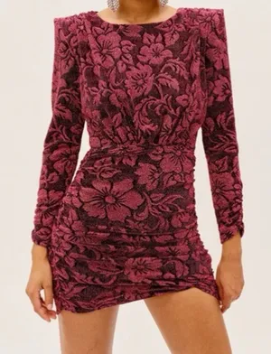 For Love & Lemons‎ Mulberry Shailee Sparkly Floral Metallic Mini Dress NWT XXS thumbnail 1