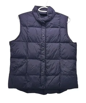 Lands End Down Puffer Quilted Vest Navy‎ Blue Medium thumbnail 1