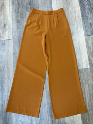 Mustard Seed Wide Leg Pants Rust Orange High Waisted Minimalist Chic Small thumbnail 1
