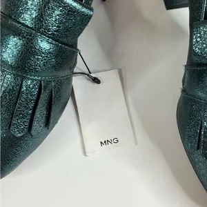 Mango MNG‎ Metallic Green Heeled Loafer Size 36 thumbnail 6