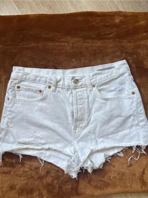 All Saints Distressed Cut Off Shorts White Size 27 thumbnail 2