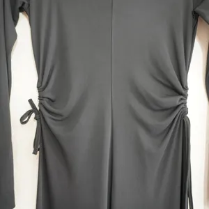 Mango MNG Black Long Sleeve Ruched Side Midi Dress‎ Womens Size XS NEW Chic Goth thumbnail 5