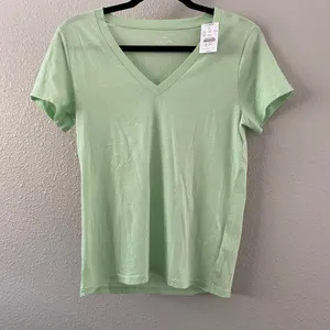 NWT J. Crew Factory Light Green T-Shirt S V Neck Lightweight 100% Cotton Tee thumbnail 1