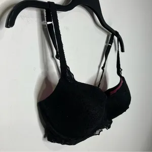 PINK Victoria’s Secret black lace padded bralette size small (D-DD cup) sexy‎ thumbnail 2