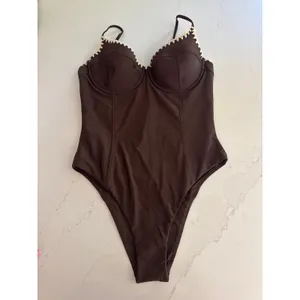 RAMY BROOK Addisyn Whipstitch One Piece Swimsuit in Brown Size Large thumbnail 4