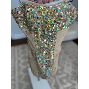 La Femme Cocktail Dress Sparkle Jeweled Ruched Party Wedding Bachelorette Rich thumbnail 9