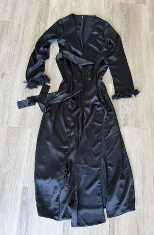 For love and lemons black satin robe thumbnail 1