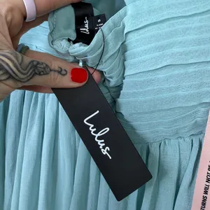 NEW Lulus Leora Light Blue Plunging Chiffon Pleated Tiered Maxi Dress Small thumbnail 11