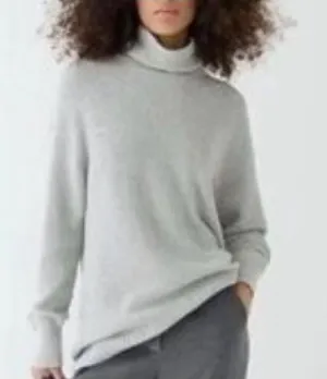 J.Crew Wool Blend Ribbed Turtleneck Sweater Merino Alpaca Gray Sz M thumbnail 1