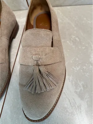 Franco Sarto taupe tasseled kiltie fringe suede loafers 8.5 preppy old money thumbnail 2