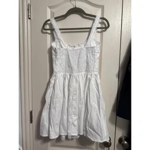 White Milkmaid Mini Dress Cottagecore Coquette Fairycore Western Ribbon Tie thumbnail 3