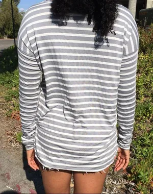 Aeropostale Gray and white striped long sleeve top thumbnail 5