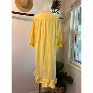 Vintage Yellow Floral Embellished Nighty Sleep Dress Cottage Size XL The Paragon thumbnail 4
