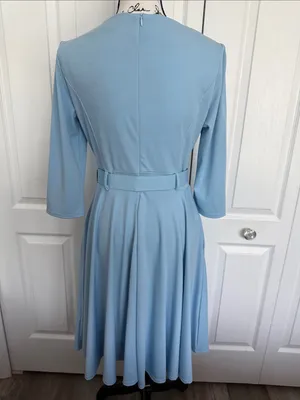 ChicMe Light Blue Belted Midi Dress with Front Zip Detail thumbnail 8