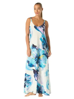 Carmen Marc Valvo Womens Flowy A-Line Maxi Dress C7Y410 White Multi L thumbnail 7