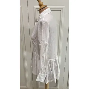 A Mente Women's White High Low‎ Blouse Size Small Peasant Poet Victorian thumbnail 7