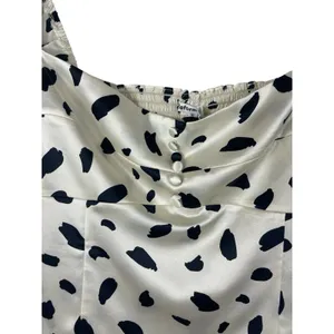 Reformation Abigale Top Silk Polka Dot Puff Sleeve Smocked Crop Size 10 NWT thumbnail 6
