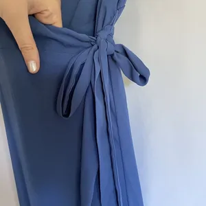 Lulus blue wraparound spaghetti strap flowy summer dress‎ elegant style dramatic thumbnail 4