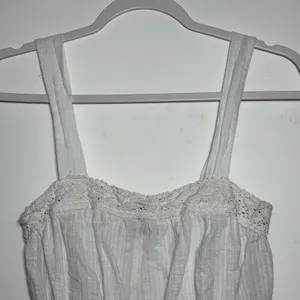 White Smocked Crochet Trim Peplum Crop‎ Tank Top Women XS thumbnail 8