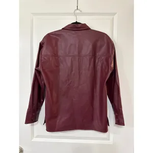 Abercrombie & Fitch Oversized Vegan Leather Shirt Jacket Burgundy Small thumbnail 3