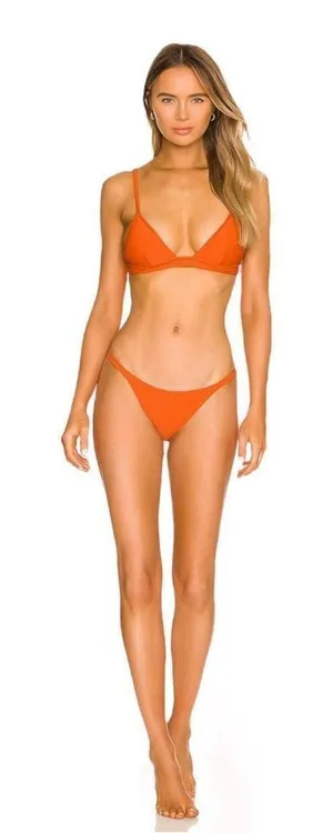 Solid & Striped The Morgan‎ Bikini Bottom in Pumpkin thumbnail 1