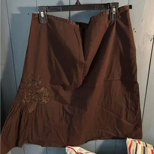 Calvin Klein Dark Brown/Burgundy A-Line Embroidered Skirt | Women’s Sz 12 thumbnail 1