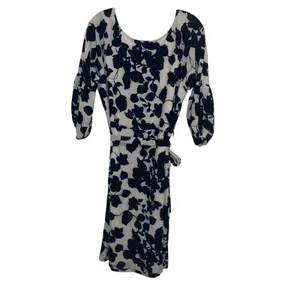Vertigo Paris Large Black Cream Floral Parisian Chic Tie Waist Romantic Midi thumbnail 2