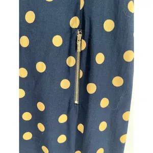 ANNE KLEIN Polka Dot Sheath Dress Womens 12 Navy Blue Tan Sleeveless Pockets thumbnail 4