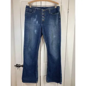 Abercrombie & Fitch Button Fly Jeans Women's 33x31 Blue Denim Wide Leg‎ USA VTG thumbnail 3