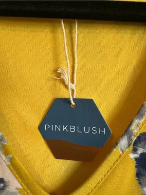 Pinkblush Yellow Floral Satin Long Sleeve Dress Womens Small New thumbnail 5