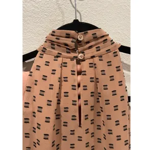 Joie Leikyn Sash Tan Black Halter Blouse thumbnail 6