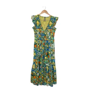 Anthropologie Peregrine Flutter Sleeve Maxi Dress In Fruit Motif XS thumbnail 4