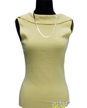 Cache Yellow Reversible Stretch Shawl Collar Top New Silk Nylon Knit $88 NWT thumbnail 2