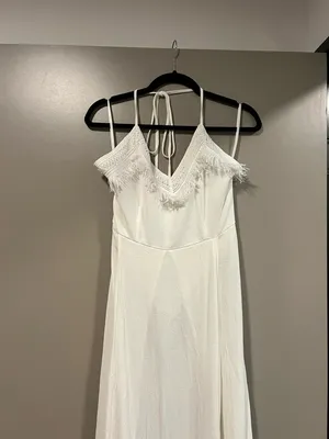 Ivory Fringe-Trim Maxi Dress with Adjustable Straps thumbnail 2