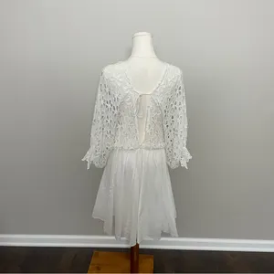 Free People One Dress Bella Note Eyelet Flower Babydoll Whimsical Boho White thumbnail 11